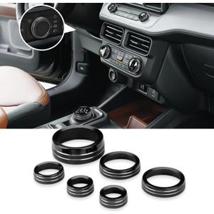auovo AC Knob Trim Covers Compatible with Ford Maverick Accessories 2022 2023 2024 Radio Drive Mode Control Gear Shift Knob Cover Headlight Switch Button Ring Cover (6PCS, Black)