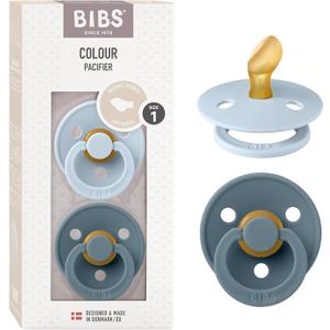 Bibs Pacifiers Color Collection, Set of 2 BPA-Free Latex Pacifiers Made in Europe, Round Nipple Baby Pacifier.