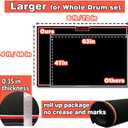 Drum Rug Mat with Non-Slip Grip Bottom, 4x6ft Drum Carpet Noise Reduction, Floor Protection for Electric Drum and Jazz Drum Set Splash Stands, Gift for Drummers, Music Drum Accessorie, 48x72in, Black