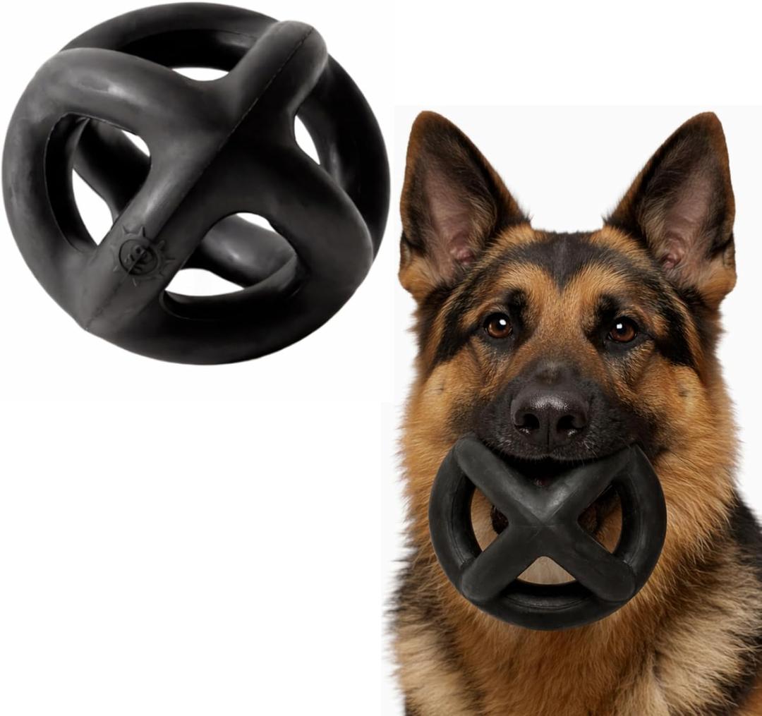 Monster K9 Ultra Durable Dog Ball - Tough, Heavy Duty Dog Toy for Aggressive Chewers - Safe Non-Toxic Natural Rubber - Chew, Tug & Fetch - Med/Large Breed, 5.5