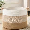 70L Large Cotton Rope Basket, Decorative Woven Blanket Storage for Living Room, Boho Toy Storage & Toy Box for Kids, Versatile Laundry Basket & Nursery Hamper for Blankets(Brown)