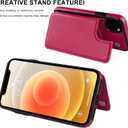 LETO for iPhone 13 Mini Case,Luxury Flip Folio Leather Wallet Cover with Card Slots and Kickstand for Girls Women,Protective Shell 5.4" Hot Pink