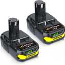 Totoplus Replacement for Ryobi 18V Battery: 18V 4.0Ah Lithium-ion Compatible with Ryobi P102 P103 P105 P107 P108 P109 P122 Cordless Power Tools 2 Pack