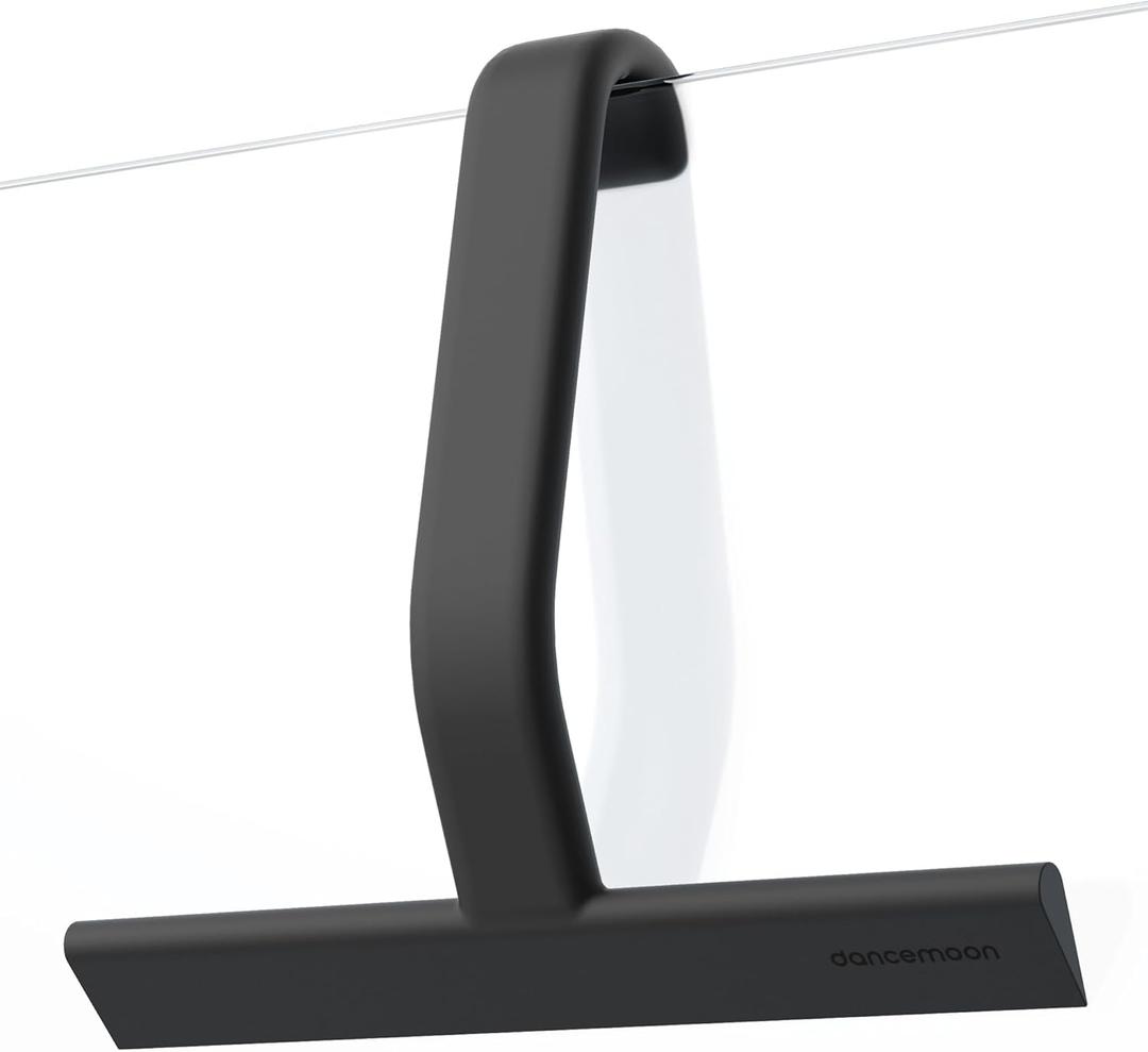 Dancemoon JustHang Shower Squeegee for Glass Doors, All-One-Piece Silicone with Built-in Hook Design for Easy Hanging, Household Window Mirror Squeegee for Bathroom, Glass, Kitchen, Tile Wall, Car (Classic Black)