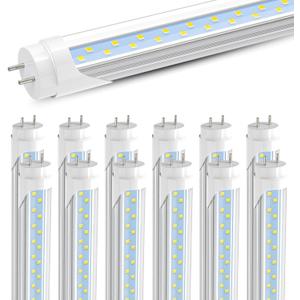 JESLED 4FT LED T8 Type A+B Tube Lights, 24W(65W Equivalent), 3200LM, 6000K Single or Double End Powered, Plug and Play or Ballast Bypass, 4 Foot T10 T12 Fluorescent Bulbs Replacement, Clear(12-Pack)