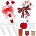 3 Set 16 Inch Large Christmas Candy Cane Shaped Wire Wreath Form, Metal Floral Flower Wreath Frame, J Letter Rings with Chunky Yarn and Ribbon for DIY Christmas Party Home Outdoor Ornaments Decor