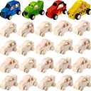 Chivao 24 Pcs Wood DIY Car Toys, Unfinished Wooden Cars, Paintable Wood Toys, Wooden Crafts for Students Home Activities Craft Projects Easy Woodworking (Novelty Style)