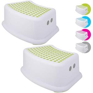 Step Stool for Kids (1 Pack), Toddlers Stool for Potty Training, Bathroom, Kitchen, Bedroom, Toy Room and Living Room. Toilet Stools with Soft Anti-Slip Grips for Safety, Stackable (Green)