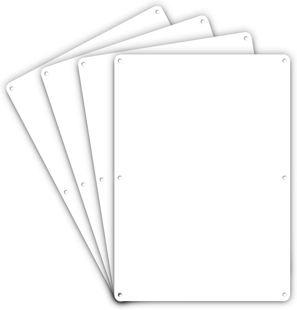 Faittoo Blank Write-On Metal Sign, 4-Pack 10 x 7 Inches Rust Free Aluminum, UV Protected, Waterproof, Weather Resistant, Durable Ink, Easy to Mount
