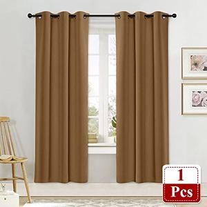 NICETOWN Room Darkening Blind Shade for Kids Bedroom Triple Weave Home Decoration Light Blocking Solid Ring Top Curtain/Drape for Small Window (Gold Brown, Single Panel, 42 x 72 inch)