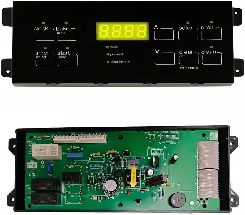 Upgraded 316419141 5304509493 Range Oven Electronic Control Board EOC, compatible with Electrolux Frigidaire Range Ovens, Replacement 316418200 316557100, with Black Overlay keypad faceplate included