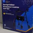 Medline Superlight Folding Aluminum Mobility Rollator Walker, Smoky Blue, 250 lb. Weight Capacity, 6" Wheels, Adjustable Arms and Seat, Foldable Rolling Walker for Seniors