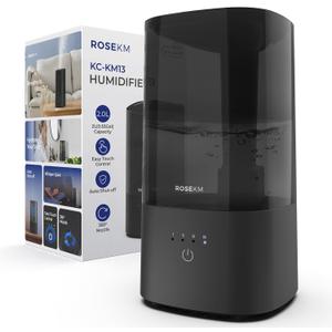 Rosekm Room Humidifier - Ultrasonic Humidifier Silent Cool Mist Humidifier for Plants, Baby, Bedroom, with 360° Rotating Nozzle, No Filter, Auto Shut-off, Black