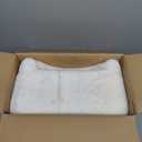 GREENSTELL Small Vanity Stool Chair with Storage and Folding Back, 13.4" x 15" x 30" Square Faux Fur Soft Ottoman, 4 Metal Legs with Anti-Slip Feet, Furry Padded Seat for Makeup, Bedroom, White