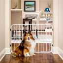 Carlson Pet Products Tuffy Metal Expandable Pet Gate, Includes Small Pet Door, 24 x 22-38 Inch, White