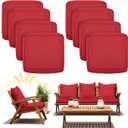 Mindsoft 8 Pcs 24"x24" Patio Cushion Covers Outdoor Cushion Covers Replacement High UV Resistant Anti Slip Waterproof Patio Chair Seat Slipcovers for Outdoor Furniture(Red)
