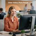 Wireless Headset with Mic for Work, Bluetooth 6.0 Headset with Microphone for PC, 65H AI Noise Cancelling, 60ft Range, USB Dongle & Charging Base, On-Ear Headphones for Zoom Teams Call Center