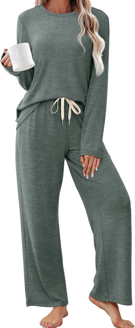 SAMPEEL Pajamas for Women Set Comfy Lounge Sets Two Piece Long Sleeve Cute Pjs Soft Sleepwear Winter Clothing