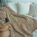 Maetoow Chenille Chunky Knit Blanket Throw 4050 Inch, Handmade Warm & Cozy Blanket Couch, Bed, Home Decor, Soft Breathable Fleece Banket, Christmas Thick and Giant Yarn Throws, Khaki