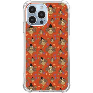 Qimulgociz Thanksgiving Turkey Phone Case Compatible with iPhone 13 Pro, Cute Turkey Autumn Fall Leaves Case for Girls Boys Men and Women, Unique Trendy Design TPU Bumper Case for iPhone 13 Pro