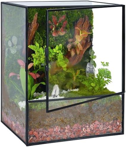 REDHUGO Glass Planter Terrariums with Door, Glass Terrarium Glass Greenhouse, Geometric Plants Terrariums Planter for Moss, Succulent, Indoor Tabletop Centerpiece, Rectangle, Black (Terrarium ONLY)