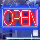 Bright neon LED "Open" sign, On/Off switch, Plug in electric sign for bar, only 2 words light up
