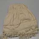 MIYE Wrap Around Ruffled Lace Bed Skirt, Elastic Dust Ruffle with Adjustable Belts, Easy to Put On, Bed Frame Cover, Machine Washable (Tassel Ruffle/Beige, King/Queen-15 Drop)