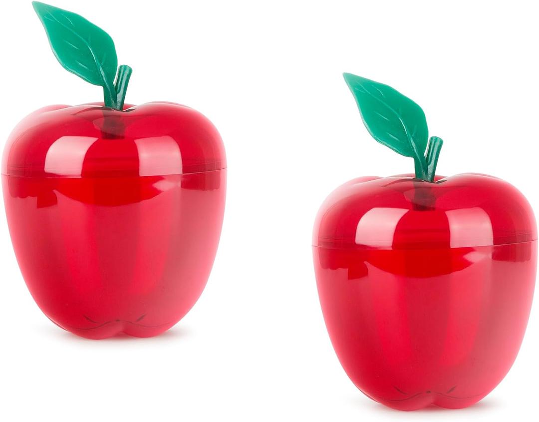 Plastic Apple Jars, Apple Shaped Cookie Jars, 5.9x4.3 Inches, Festival Cookie Container Set for Christmas Decoration, Lovely Candy Jar (2 in Red)
