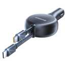 SUPERONE Retractable Car Charger for iPhone, 2 in 1 Fast Car Phone Charger Adapter with Retractable Type C & L Cords, Cell Phone Automobile Charger for iPhone 16/15/14/13/12/11 Pro Max/XR/XS