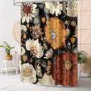 MitoVilla Boho Floral Shower Curtain, Tropical Leaves Fabric Cloth Shower Curtains for Chic Modern Bathroom Decor, Mid-Century Abstract Colorful Flower Shower Curtain, 72x72