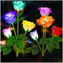 TONULAX Solar Garden Lights - Upgraded Outdoor Light, 7-Color Changing Rose Lights for Yard,Garden Decoration, Enlarged Solar Panel, More Realistic Rose Flower (2 Packs)