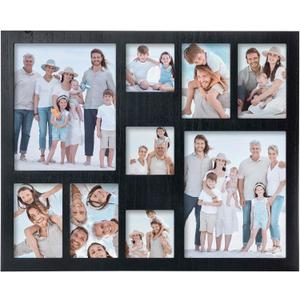 Collage Picture Frame 4x6 8x10 and 4x4 Photos -Large Size 9 Openings Black Picture Frame Wall Decor for Wall Mounting Vertically or Horizontally- Home and Family Display 4x6 8x10 and 4x4