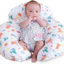 Nursing Pillow, More Support for Mom and Baby, Removable Cotton Cover and Colorful Animal Patterns, Machine Washable, Plus Size Baby Pillow, White