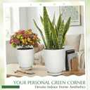 11.8 Inch Flower Pots for Indoor Plants,Ceramic Planter with Saucer Drainage Leak-Proof Mesh Gardening Gloves (Water-Ripple White)