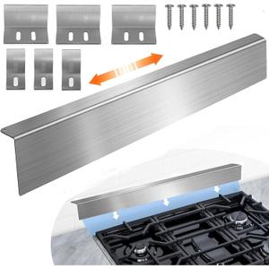 15.7" - 30" Stove Gap Filler,Slide-in Range Rear Filler Kit-Stainless Steel Backsplash for Stove,Range Gap Filler,Stove Trim Kit with Most Brands Between Stove and Backsplash,Oven Gap Filler(Silver)