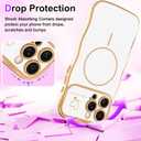 Fiyart Designed for iPhone 16 Pro Max Case, Cute Wave Frame Curly Shape Love Hearts Plating for Women Girls Camera Protection Compatible with MagSafe Magnetic Shockproof Bumper 6.9"-White
