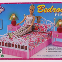 My Fancy Life Dollhouse Furniture Set, Bedroom and Beauty Play Set, White and Pink with Floral Bedding