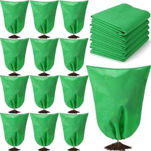 Wesnoy 12 Packs Winter Plant Covers Freeze Protection Drawstring Tree Cover 23.62 x 31.5 in Large Reusable Frost Protection for Plants Fruit Tree Shrub, Outdoor Prevention Bag(Dark Green)