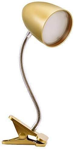Energetic Clip on Lamp for Bed, Non-Dimmable Reading Light for Bed and Desk, 4000K Cool White, 3.5W 240 LM Flexible Gooseneck lamp, Eye Protection, ETL Listed, Gold