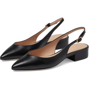 Cole Haan Womens Mazie Slingback Flat, Black Leather, 9-B US