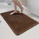 Non Slip Bath Mats for Bathroom Soft Absorbent Boho Bathroom Rugs with Tassels Waffle Bath Mat Machine Washable Dark Brown, 1'6" x 2'6"