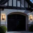 2-Pack Outdoor Wall Light, Brown Exterior Waterproof Lanterns,Porch Sconces Wall Mounted Lighting with E26 Sockets & Textured Glass Shades, for Garage,Doorway,Patio,Front Door