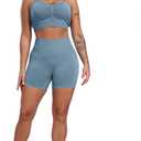 CHRLEISURE Workout Shorts Sets for Women, High Waisted Gym Butt Lifting Scrunch Butt Seamless Shorts (L)
