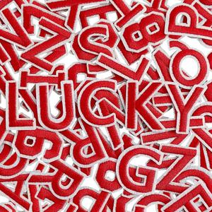 72Pcs Iron on Letters and Numbers Patches, Letter Patches Alphabet Embroidered Patch A-Z, Numbers 0-9 Applique for Clothes, Hat, Socks, Jeans, Jerseys, DIY Accessories - Red