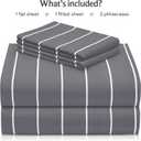 LuxClub 4 PC Queen Size Sheet Set, Breathable Luxury Bed Sheets, Deep Pockets 18" Wrinkle Free Cooling Machine Washable Hotel Bedding (Striped Light Grey)