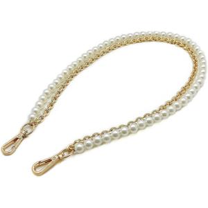 Model Worker 23.6" Imitation Pearl Chain Purse Strap Replacement Handbag Shoulder Bag Clutches Chain Strap with Metal Buckles (Gold)