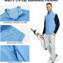 M MAELREG Golf Vests For Men Dry Fit Lightweight Moisture Wicking Performance Sports Breathable Golf 1/4 Zip Pullover Men (Blue, L)
