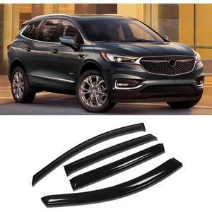 Original Side Window Vent Wind Deflector fit for 2018-2021 Buick Enclave,4pcs Outside Mount Tape-On Nice Sun Rain Guards Set, Dark Smoke Tint Window Visor 94828