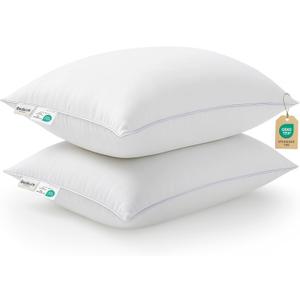 Bedsure Soft Bed Pillows for Sleeping - Bed Pillows Queen Size Set of 1, Breathable Prewashed Cotton-Like Cover, Fluffy Original Down Alternative Filling for Back, Side or Stomach Sleepers