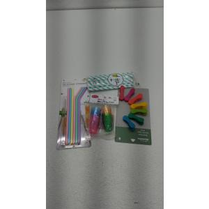 Home - 24ct Mini Party Cups - 8ct Bag Clips -6ct Reusable Silicone Straws - 24ct Paper Straws.